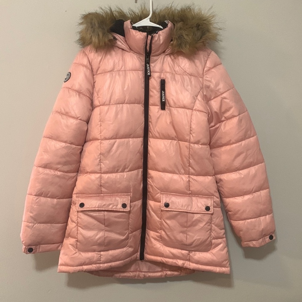 Justice Girls Pink Puffer Coat